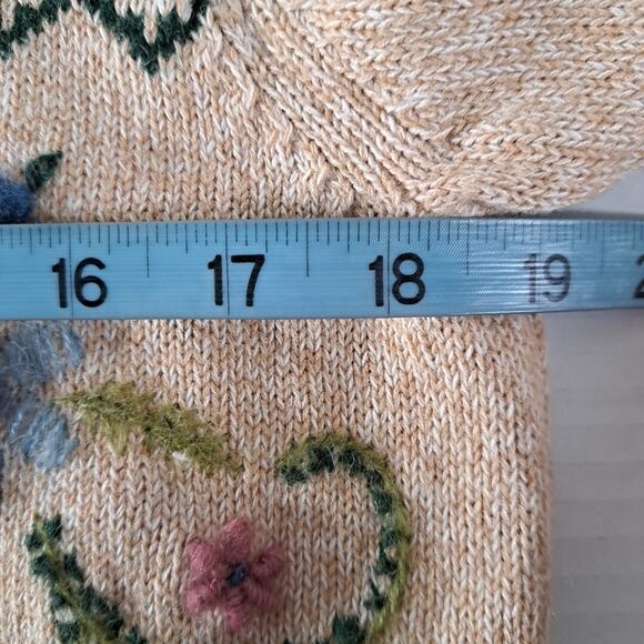 VTG Alfred Dunner Full Zip Sweater Womens PL Beige Knit Cardigan Embroidered 90s - Picture 13 of 15